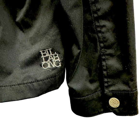Billabong Full Zip Utility Jacket Workwear Black 4 Pocket Canvas Coat Mens Large - Picture 2 of 7
